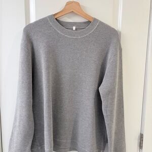 Muji Gray Waffle-Knit Crewneck Sweater